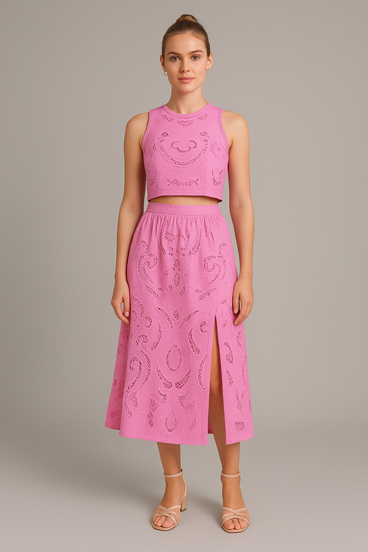 Evelyne™ | Roze gehaakte set