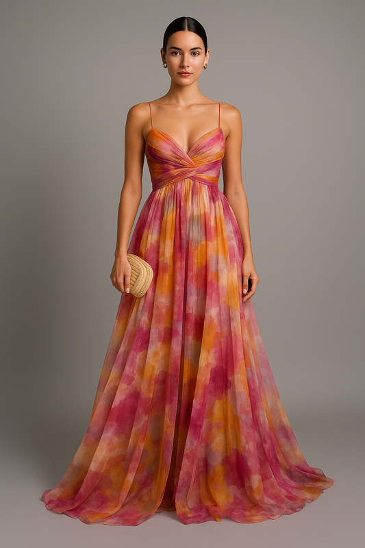 Axelle™ | Elegante maxi-jurk met aquarelprint